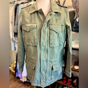 Sunset & Spring Women’s Embellished Utility Jacket in Army Green